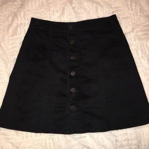 Black denim button down skirt